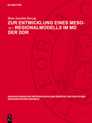 cover image of Zur Entwicklung eines Meso-α-Regionalmodells im MD der DDR